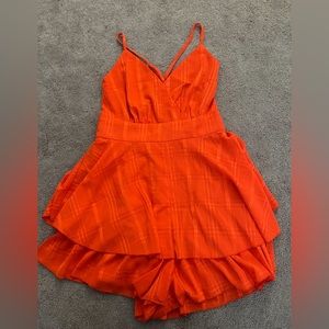 Simplee Apparel Orange Romper Dress Size S